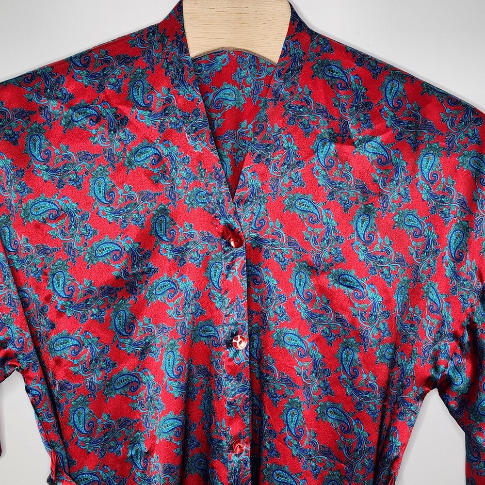 Vintage Victoria's Secret Women's Gold Label Red Paisley & Floral Robe  One Size